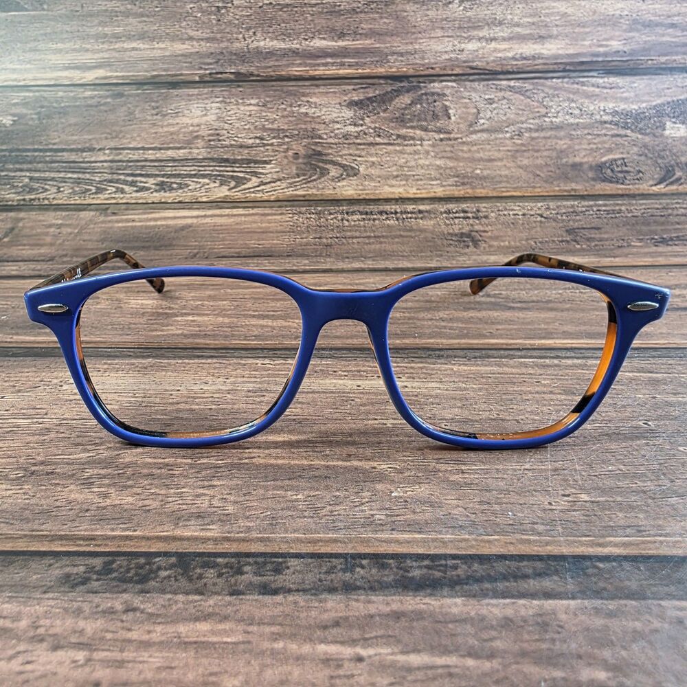 Ray-Ban Blue Frame Eyeglasses with Brown Temple Accents